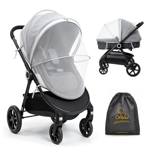 Orzbow Mosquito Net for Pram, Two-Way Zippers for Easy Access