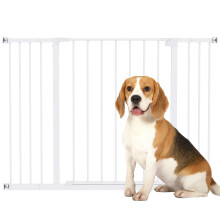 PawHut Dog Gate Pet Safety Gate Stair Barrier Pressure Fit Adjustable 76-82/86-97/101-107 cm, White