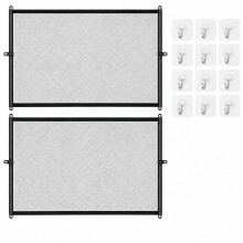 2 Pack Black Mesh Pet Barriers, 110 x 72 cm Indoor Dog Gates, 12 Hooks