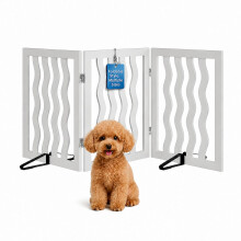 Semiocthome No-Drill Stair Gate, 61cm High Foldable Pet Gate, with a Maximum Extension of 140cm on 3 Sides, Suitable for Small Dogs (Wave Design)