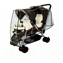 Stroller Raincover for Twins Baby Side by Side Pushchair Rain Cover Double Tandem Stroller Weather Shield Double Rain Cover for Pushchair Pram Buggy