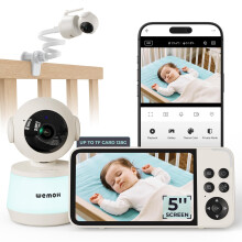 WEMOH Baby Monitor with Camera and App, 5" Screen, Night Light & Stand