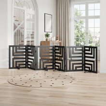 Dog Gate, Angled Design Freestanding Dog Gates for Doorways 6 Panels (black)