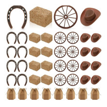 40 Piezas de Centros de Mesa con Temática de Vaqueros del Oeste, Decoración Rústica para Fiestas Campestres y Accesorios