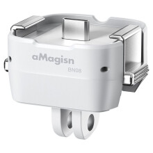 AMagisn Quick Release Base Mount for Ultra, Built-in Type-C Mic & Charging, 1/4" Thread Hole 2-Prong Adapter White