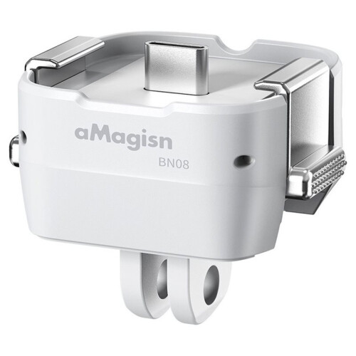 AMagisn Quick Release Base Mount for   Ultra, Built-in Type-C Mic & Charging, 1/4" Thread Hole 2-Prong Adapter White