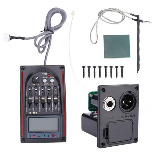 5-Bands Förförstärkare för Akustisk Gitarr, LCD-Pickup för Akustisk Gitarr, Piezopickup, Equalizer och Tuner, Tillbehör Till Akustisk Gitarr