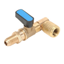 HVAC Right Angle Valve Tool 1/4 SAE - Brass Vacuum Shut-Off Valve for R22, R12, R404A Refrigeration AC Repair