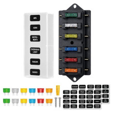 Zesvoudig Zekeringenblok met Standaard 12V/24V ATO/ATC-Zekeringen, PC-Afdekking, Stroomverdeelblok voor Auto, Boot