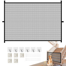 Mesh Stair Gate For Dogs,No Drilling Portable Stair Fence