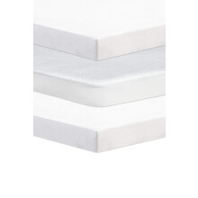 The Perfect Trio | Next To Me Compatible (83-85 x 50-51 cm) | 2x 100% Pure Cotton Crib Fitted Sheets & 1 Waterproof Mattress Protector (White, 83-85x