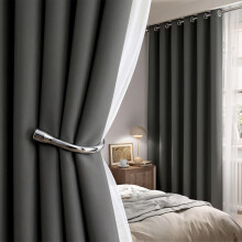(Dark Grey - 260 Gsm, 66" x 72") Blackout Eyelet Curtains Thermal Ready Made Ring Top