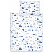 Babymam Baby Bedding Set 120x90cm – 2pc Organic 100% Cotton Duvet Cover & Pillowcase for Cot, Toddler, Breathable (Retro Cars)