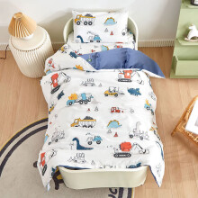Toddler's Bed Linen Cotton Bed Linen for Baby Dinosaur with Zip Duvet Cover Bedding Set 100 x 135 cm + 40 x 60 cm, 2-Piece Set