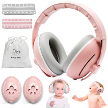 BITOWO 2 in 1 Newborn Baby Ear Defenders 0-3 3-6 6-12 12-18 Months Age 2 3 4 Toddler Kids Children for Plane Flying Noise Cancelling Toddler Baby Hea