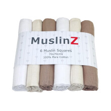 MuslinZ Muslin Cloths for Baby - Baby Burp Cloths - Face Cloths - 6 Pack Muslin Squares - Large 70x70cm - Soft, Absorbent & Breathable - Multi Use Ne
