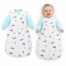 3.5 TOG Baby Wearable Blankets 0-6 6-18 Months 100% Cotton Long Detachable Sleeves for Girl Boys (Blue, 6-18 Months)