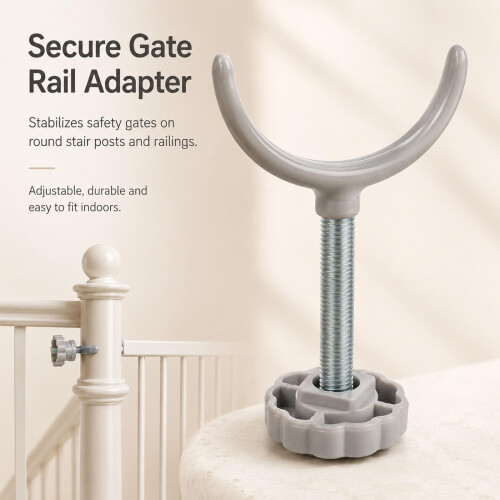 1Pc U-Shaped Alloy Stair Gate Banister Adapter Guardrail Fixator Silver 2