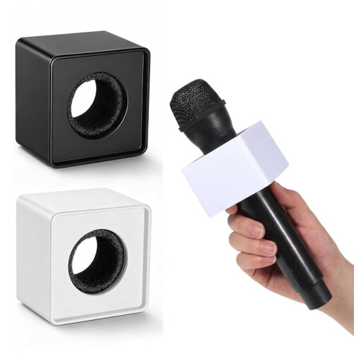 4Pcs Portable Square  Microphone Flag Station Interview Mic Flag Station with Foam Microphone Accessories 2