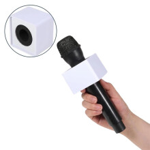 4 Micrófonos Portátiles Cuadrados Cúbicos con Estación de Bandera para Entrevistas, con Accesorios de Micrófono de Espuma