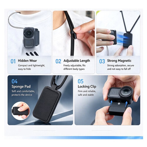 Magnetic Lanyard & Concealable Quick-Release Mount Base for   Thumb Camera 1