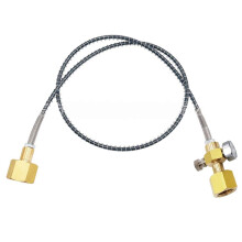 Tuyau de Remplissage de CO2 CGA320 de 1 M avec Manomètre 3000 PSI et Soupape de Purge, Tube de Transfert de CO2 Haute Pression pour Bouteille de CO2