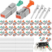 Pack of 173, 2 Pin DT Waterproof Connector with 21 Pin Needle Extractor, 20-16 AWG DT Series Cable Connectors