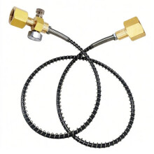1M W21.8-14 CO2 Refill Hose with 300BAR Pressure Gauge,High Pressure Braided Tube for European CO2 Cylinder Gas Transfer