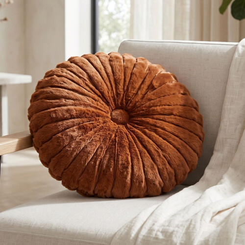 Homescapes Round Pleated Cushion, 36 cm 1