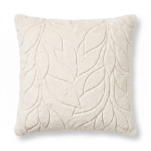 Embossed Botanical Leaves Cushion with Cover, Beige