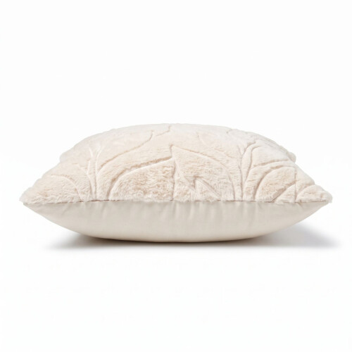 Homescapes Embossed Botanical Leaves Cushion with Cover, Beige 2