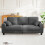 3 Seater Waffle Fabric Sofa 215cm Large Modern Sofa Couch Seats Settee 2 Pillows 4