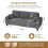 3 Seater Waffle Fabric Sofa 215cm Large Modern Sofa Couch Seats Settee 2 Pillows 7