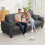 3 Seater Waffle Fabric Sofa 215cm Large Modern Sofa Couch Seats Settee 2 Pillows 5