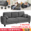 3 Seater Waffle Fabric Sofa 215cm Large Modern Sofa Couch Seats Settee 2 Pillows 1