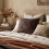 Homescapes Embossed Botanical Leaves Cushion with Cover, Brown 6