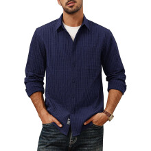 Herren Cordhemd Casual Elegant Langarm Dunkelblau M