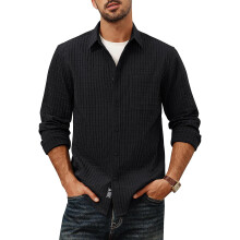 Herren Cordhemd Casual Elegant Langarm Bequem Schwarz M — herrenhemd cord, cordhemd herren schwarz, langarmhemd herren