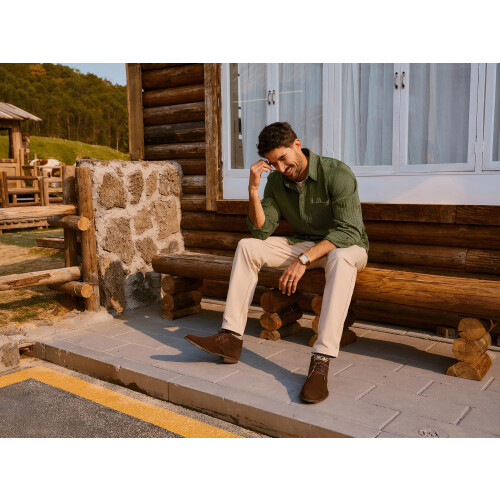 Herren Cordhemd Casual Elegant Langarm Bequem Grün M 2