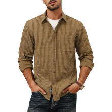 Herren Cordhemd Casual Elegant Langarm Bequem Khaki L — herrenhemd cord, cordhemd herren, cordhemd langarm
