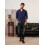 Herren Cordhemd Casual Elegant Langarm Dunkelblau M 5