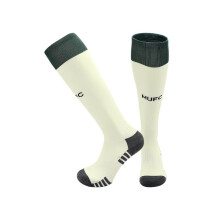 (L(UK 3.5-11), MUFC Off-White) 2027 Kids Football Grip Socks High Knee Football Training Socks - Quick Dry Breathable Cushioned Socks