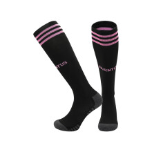 (L(UK 3.5-11), Juventus Pink) 2027 Kids Football Grip Socks High Knee Football Training Socks - Quick Dry Breathable Cushioned Socks