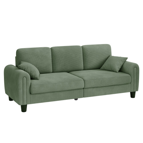 215cm Large 3 Seater Sofa Waffle Textured Fabric Upholstered Sofa Couch Seats UK 1