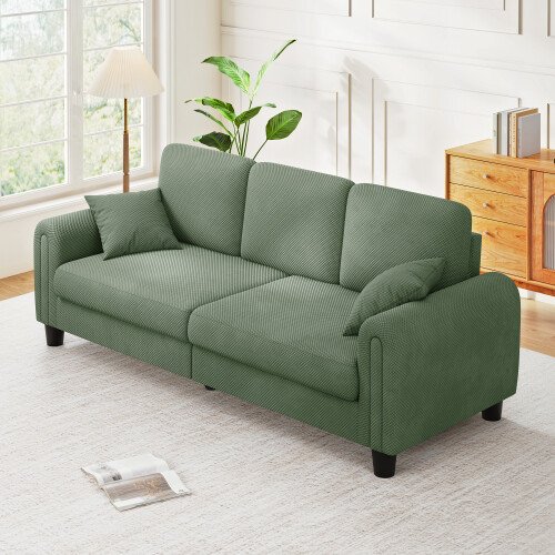 215cm Large 3 Seater Sofa Waffle Textured Fabric Upholstered Sofa Couch Seats UK 2