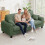 215cm Large 3 Seater Sofa Waffle Textured Fabric Upholstered Sofa Couch Seats UK 10