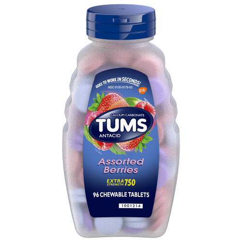 Tums Tums E-X Extra Strength Antacid/Calcium Supplement-Assorted Berries-96 Ct.