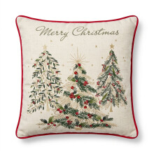 Woven Christmas Trees Cushion with Cover, 45x45cm