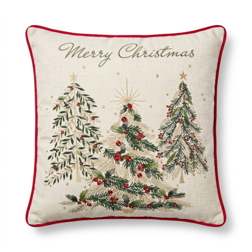 Homescapes Woven Christmas Trees Cushion with Cover, 45x45cm