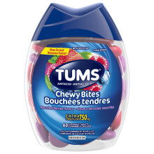Tums Chewy Bites, Assorted Berry Flavor, Antacids for Heartburn, 60 Count